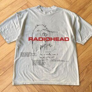 White Radiohead Abstract Sketch Logo Alternative Rock Graphic Tee